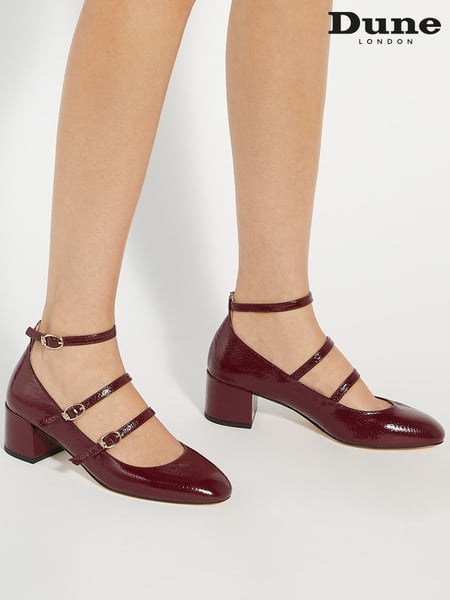 Dune London Red Approach Triple Strap Maryjane Low Court Heels (AV6395) | € 98
