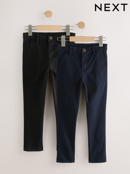 Black/Navy Stretch Chino Trousers 2 Pack (3-17yrs) (AV6535) | € 31 - € 45