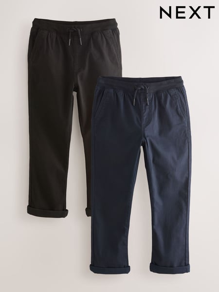 Black/Navy Rib Waist Pull-On Trousers 2 Pack (3-16yrs) (AV6537) | € 40 - € 54