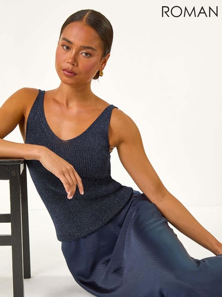 Roman Blue Petite Satin Bias Cut Skirt (AV6696) | € 59