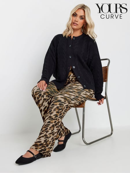 Yours Curve Brown Limited Leopard Flare Trousers (AV6846) | € 55