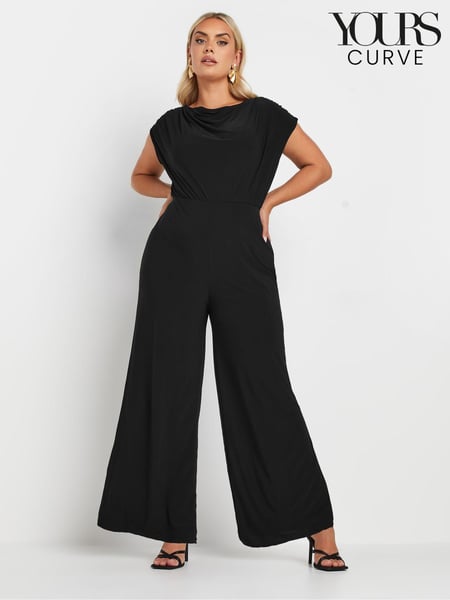 Yours Curve Black Limited Drape Cowl Neck Jumpsuit (AV6862) | € 64