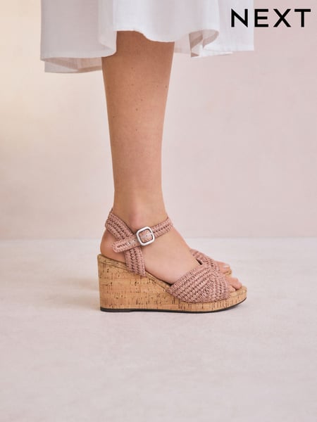 Pink Forever Comfort® Round Toe Crochet Cork Wedges (AV7753) | € 67