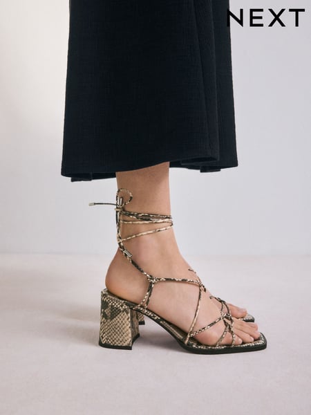 Snake Forever Comfort® Square Toe Wrap Block Heel Sandals (AV7897) | € 55
