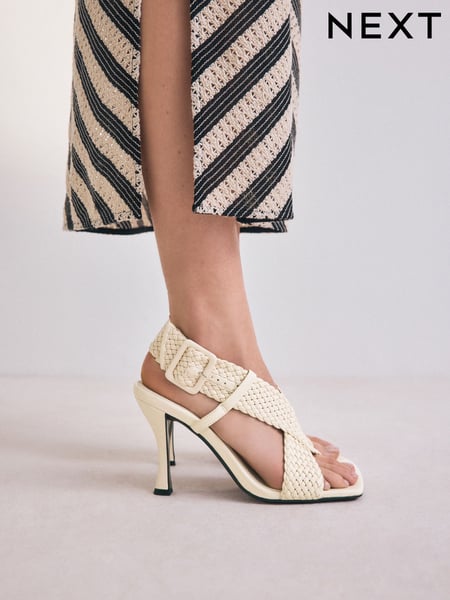 Bone Forever Comfort® Square Toe Weave Cross-Over Slingback Heels (AV7905) | € 67