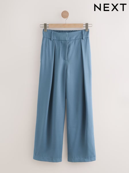 Blue Satin Wide Leg Elastic Back Trousers (AV8395) | € 55