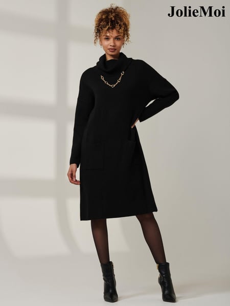 Jolie Moi Black Emma Knitted Longline Jumper (AV8604) | € 37