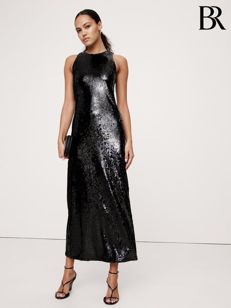 Banana Republic Black Stretch-Sequin Maxi Dress (AV8642) | € 211