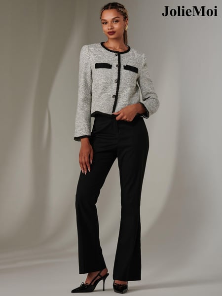 Jolie Moi Grey Cropped Tweed Jacket (AV8738) | € 50