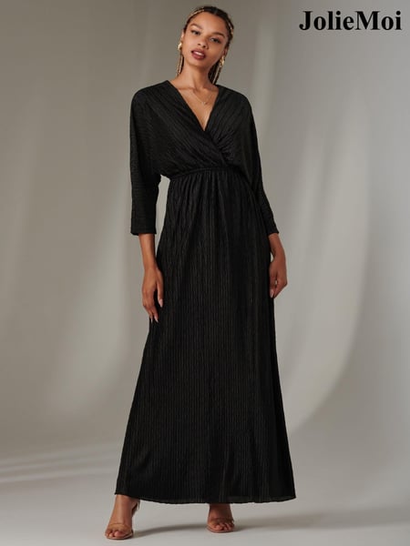 Jolie Moi Black Ruffle Hem Chiffon Midi Dress (AV8747) | € 106