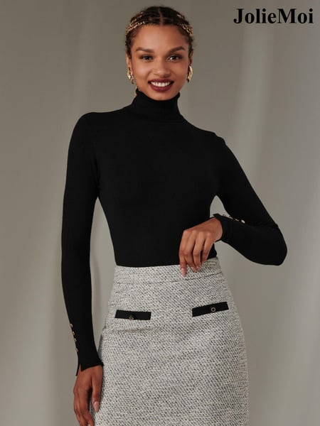 Jolie Moi Grey Tweed Front Pocket Skirt (AV8752) | € 86