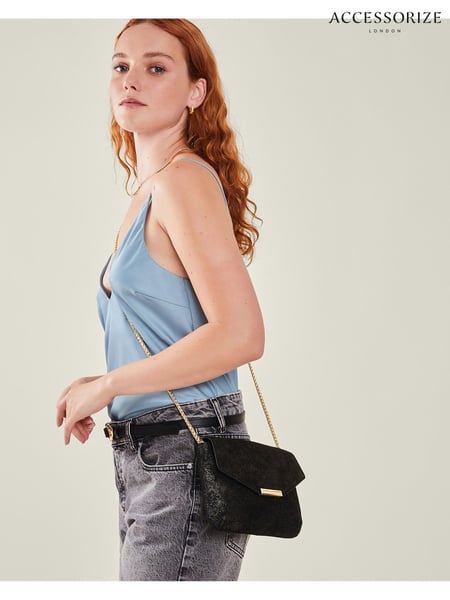 Accessorize Black Leather Envelope Clutch Bag (AV8824) | € 27