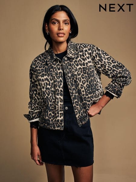 Leopardenmuster - 100% Cotton Boxy Denim Jacket (AV9481) | 80 €