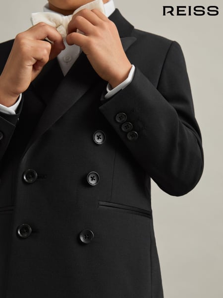 Reiss Black Knightsbridge Db 9-13 yrs Wool-Blend Double-Breasted Tuxedo Jacket (AW0079) | € 168
