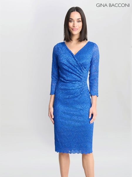 Gina Bacconi Blue Melody Lace Wrap Dress (AW0257) | € 140