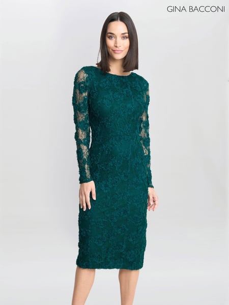 Gina Bacconi Green Scarlett Corded Floral Lace Dress (AW0263) | € 218