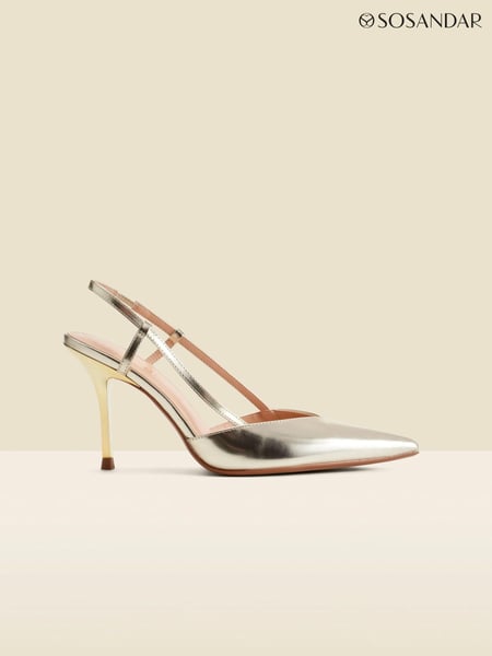 Sosandar Metallic Flared Heel Slingback Court Shoes (AW0879) | € 139