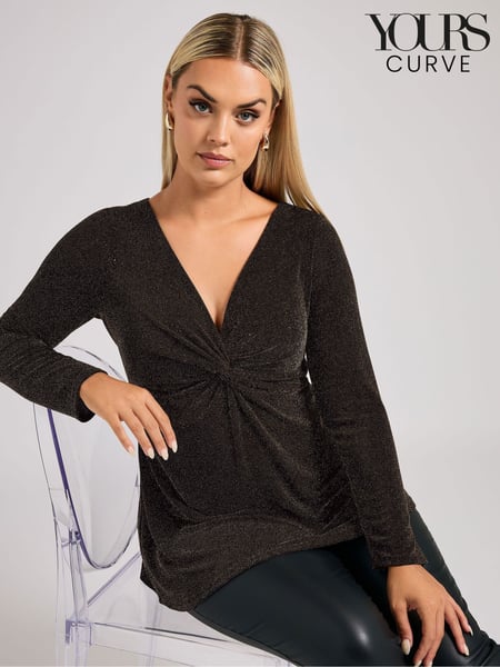 Yours Curve Gold London Metallic Knot Front Top (AW1206) | € 61