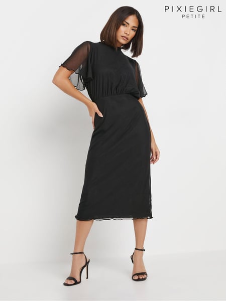 PixieGirl Petite Black Mesh Midi Dress (AW1323) | € 61