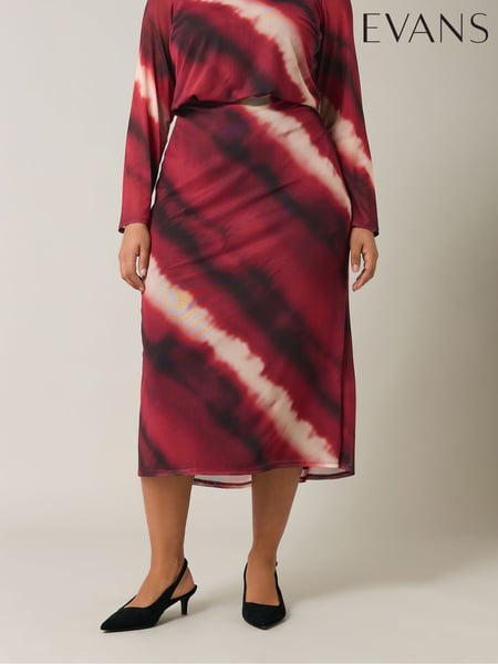 Evans Curve Abstract Print Mesh Midi Skirt (AW1469) | € 61