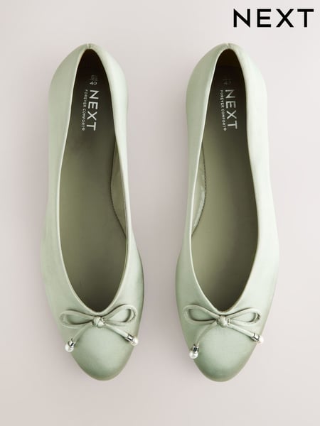 Sage Green Forever Comfort® Bridesmaid Pear Bow Detail Ballerinas (AW1703) | € 52