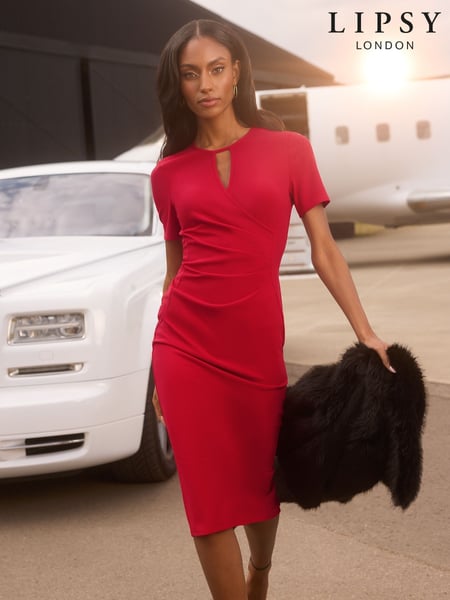 Lipsy Red Ruched Keyhole Midi Bodycon Dress' (AW1798) | € 70