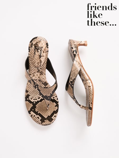 Friends Like These Snake Print Comfort Toe Post Kitten Heel Mule Sandals (AW2770) | € 45
