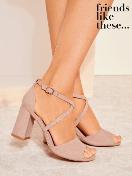 Friends Like These Nude Standard Fit Cross Strap Mid Block Heel Sandals (AW2801) | € 61