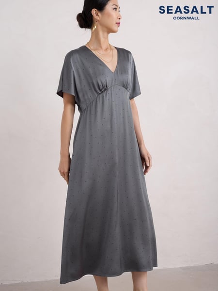 Seasalt Cornwall Grey Evenglow Satin Dress (AW2995) | € 72
