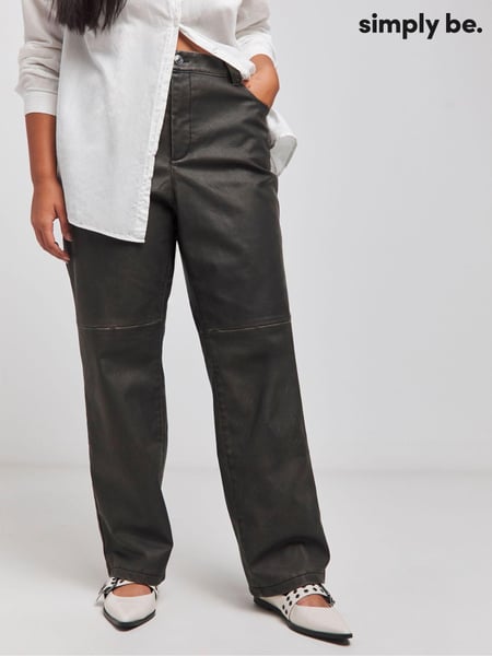 Simply Be Black PU Straight Leg Trousers (AW3200) | € 46