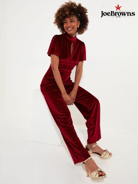 Joe Browns Red Sparkle Velour Flutter Sleeve Wide Leg Jumpsuit (AW3437) | € 62