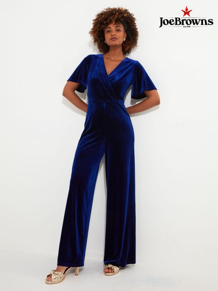 Joe Browns Black Velour Flutter Sleeve Mock Wrap Wide Leg Jumpsuit (AW3467) | € 58