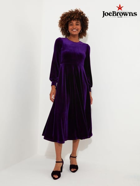 Joe Browns Purple Velour Long-Sleeved Midi Dress (AW3472) | € 47