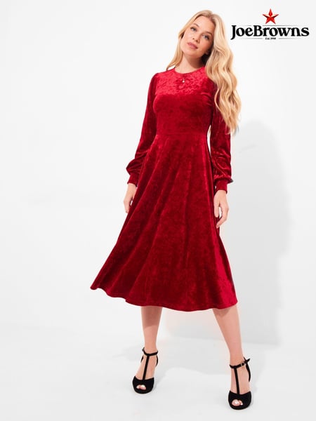 Joe Browns Red Velour Voluminous Sleeve Midi Dress (AW3481) | € 47