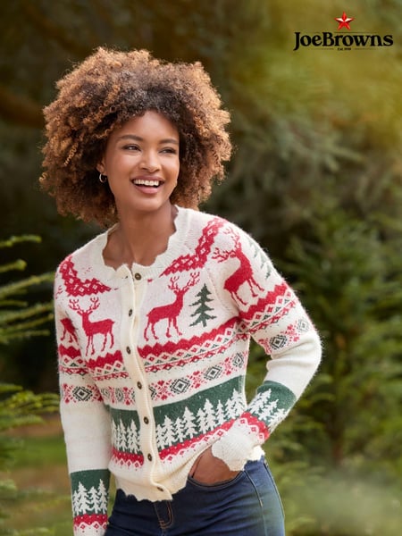 Joe Browns Cream Scalloped Fair Isle Pattern Knitted Long Sleeve Cardigan (AW3500) | € 54
