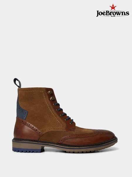 Joe Browns Brown Mixed Suede and Leather Tan Brogue Ankle Boots (AW3534) | € 140