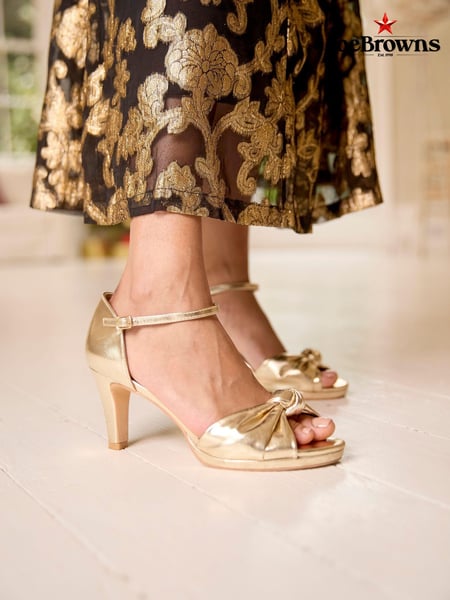 Joe Browns Gold PU Metallic Gold Knot Front Peep Toe Heels (AW3544) | € 43