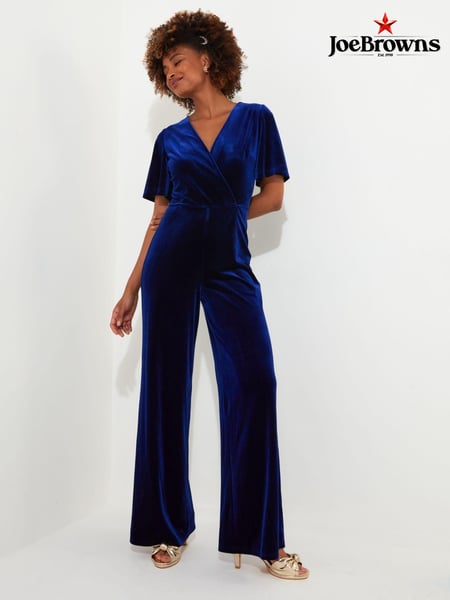 Joe Browns Black Petite Velour Flutter Sleeve Mock Wrap Wide Leg Jumpsuit (AW3740) | € 58