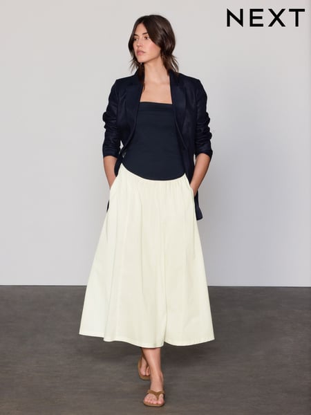 Navy/White Bandeau Jersey Woven Mix Midi Dress (AW4057) | € 52