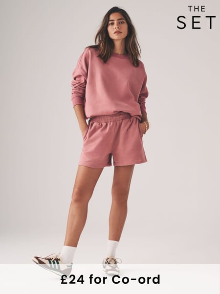 The Set Dusty Pink 2 Piece Dropped Shoulder Relax Sweatshirt & Short Set (AW4426) | € 37