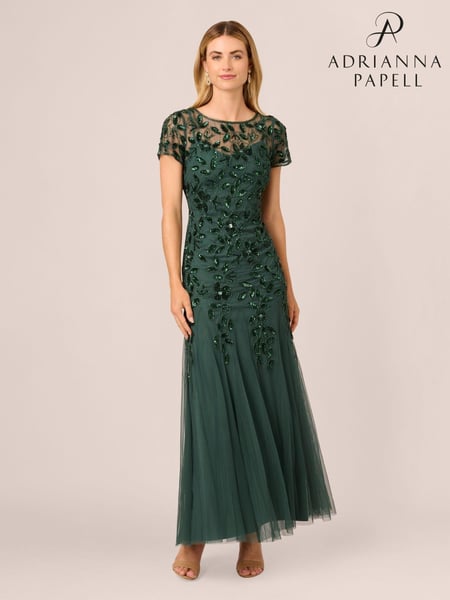 Adrianna Papell Bead Long Dress With Godets (AW4626) | € 466