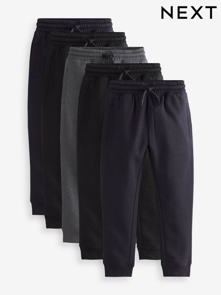 Black/Navy Slim Fit Basic Joggers 5 Pack (3-16yrs) (AW4700) | € 51 - € 77