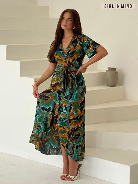 Girl In Mind Green Feather Farren Wrap Maxi Dress (AW4999) | € 78
