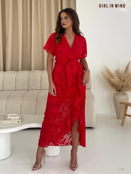 Girl In Mind Red Farren Wrap Maxi Dress (AW5011) | € 78