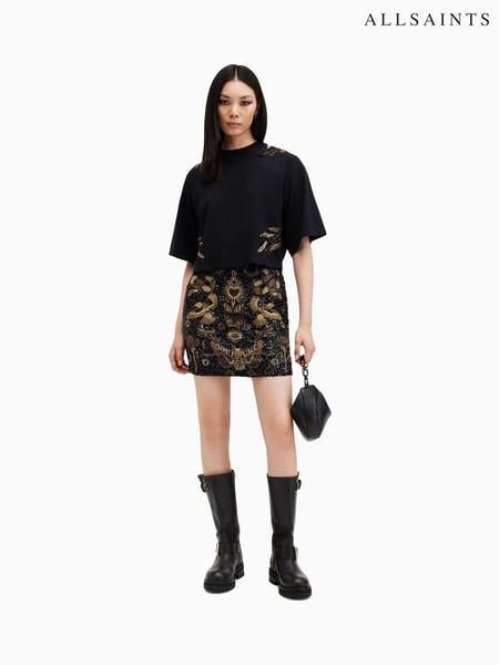 AllSaints Black Artia Wing 100% Cotton T-Shirt (AW5703) | € 217