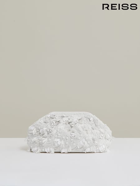 Reiss White Edith Embellished Clutch Bag (AW5777) | € 231