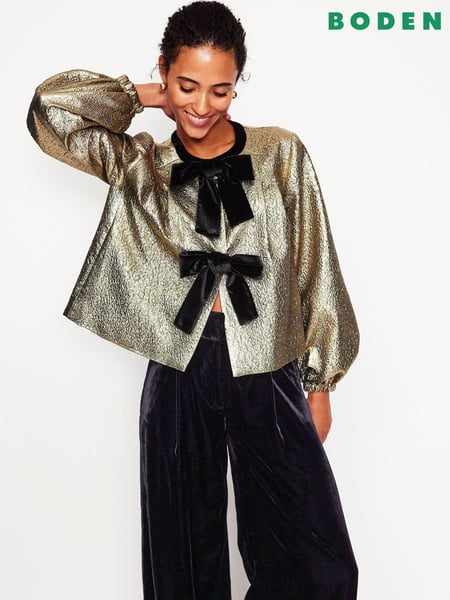 Boden Gold Jacquard Bow Detail Jacket (AW5951) | € 90