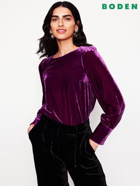 Boden Purple Button Back Velvet Top (AW5983) | € 66