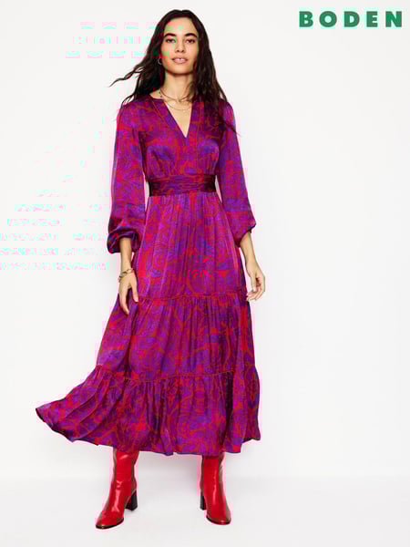Boden Purple Pippa Satin Maxi Dress (AW6001) | € 125