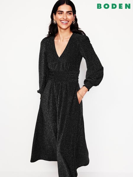 Boden Black Daphne Metallic Midi Dress (AW6034) | € 72